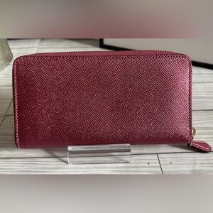 Coach Accordion Zip Wallet in Metallic Blush Rose